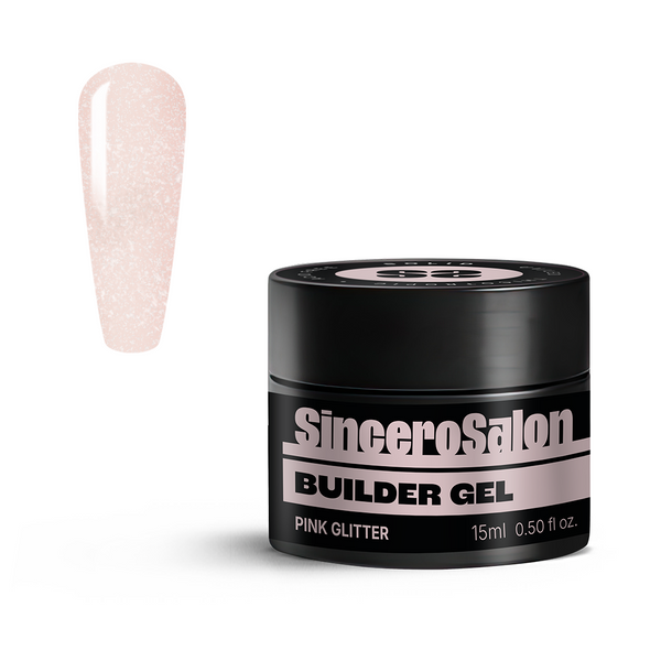 Ehitusgeel Solid "Sincero Salon", Pink Glitter, 15 ml