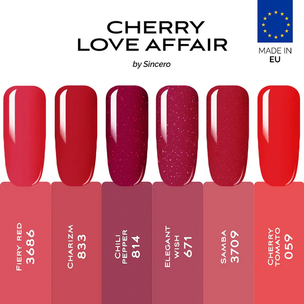 Geelküünelakkide komplekt "Sincero Salon" Cherry Love Affair, 6 tk x 6 ml