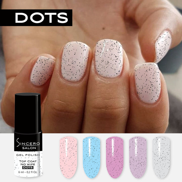 Geelküünelaki pealislakk "Sincero Salon", Top Coat No wipe, Dots, 6 ml