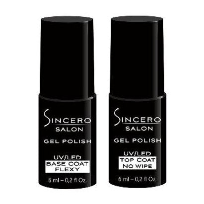 Komplekt "Sincero Salon" Base coat Flexy, 6 ml + Top coat No wipe, 6 ml